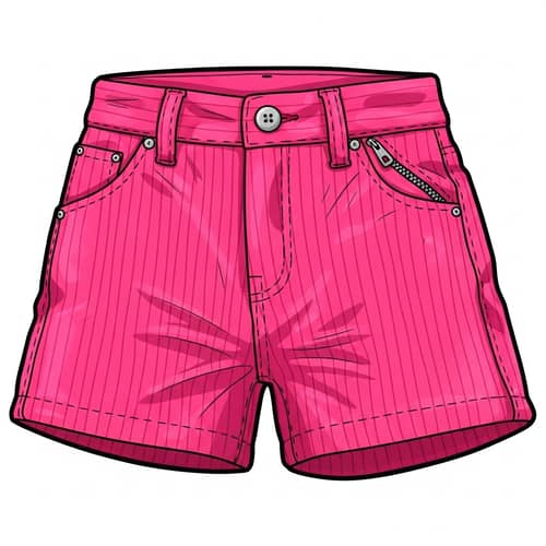 Bright Pink Corduroy Shorts | Cartoon Style