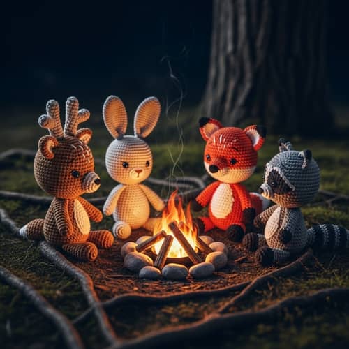 Handcrafted Crochet Amigurumi of Woodland Animals | Enchanting Scene
