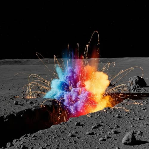 Chemical Reaction on Moon's Surface - Color Change & Emanating Gases