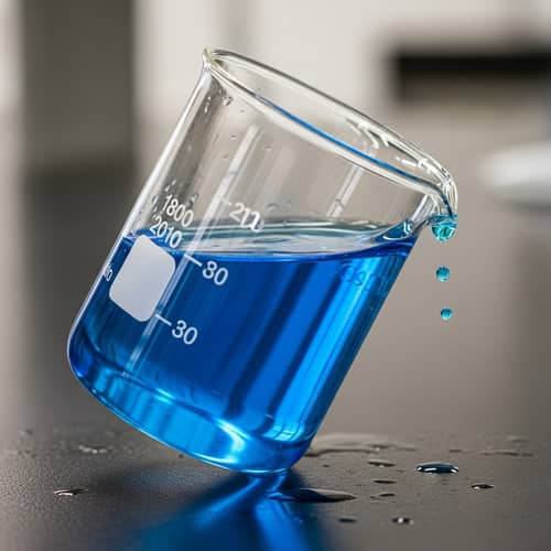 Blue Solution Slanted Beaker - Science Lab Equipment