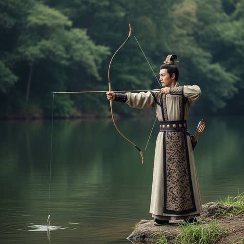 Qin Shi Huang Fishing with Bow and Arrow | Ancient Chinese Emperor
