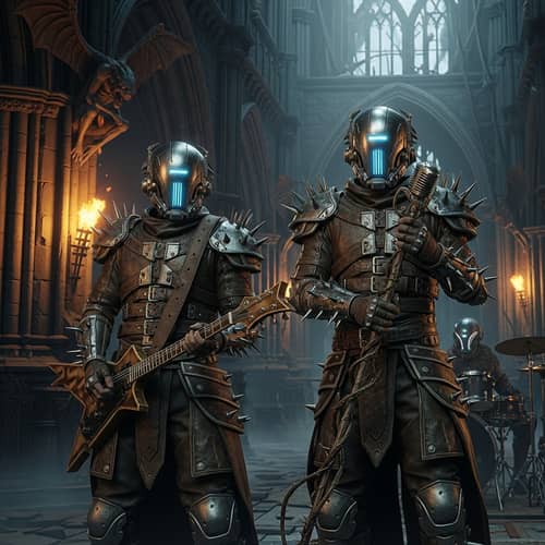 Daft Punk Dark Souls Fan Art: Futuristic Musicians in Gothic Fantasy World