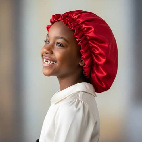 Radiant Black Girl in Stylish Red Bonnet