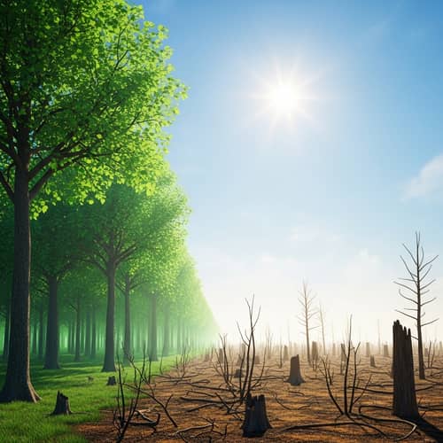 Abstract Global Warming Landscape: A Stark Warning