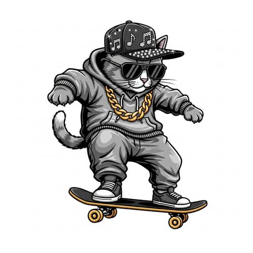 Stylish Hip Hop Cat Logo Design