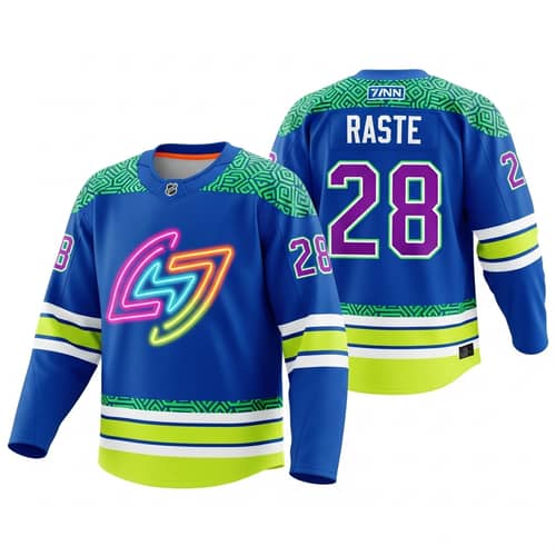 Vivid Neon Color Ice Hockey Jersey | Electric Blue & Neon Green