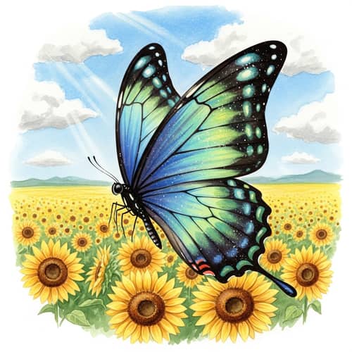 Radiant Butterfly with Wings of Blue & Green
