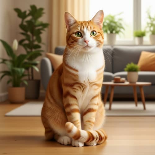 Graceful Orange and White Striped Domestic Cat | Serene Atmosphere