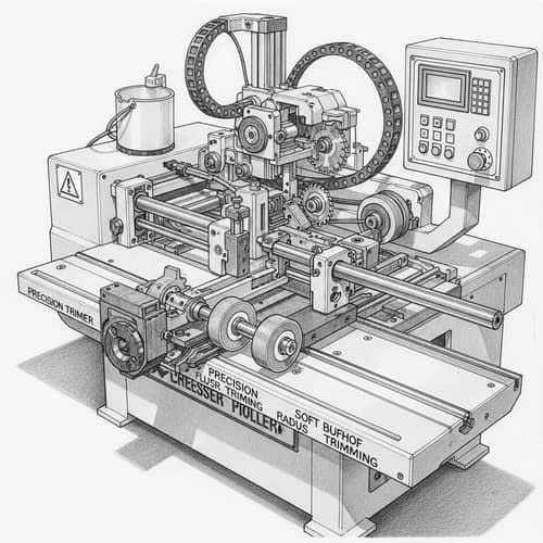 Detailed Sketch of Edge Banding Machine in Pencil