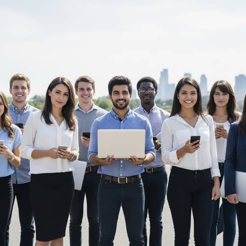 Diverse Generation Y Individuals | Smart-Casual Tech-Savvy Group
