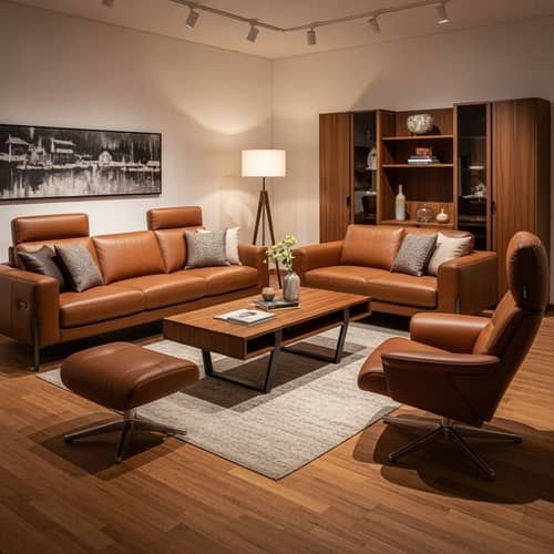 Luxurious Leather Furniture Setup for Modern Interior Design