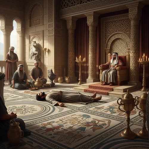 Pre-Islamic Arabian Era: Scene of Slain Man Before Sultan