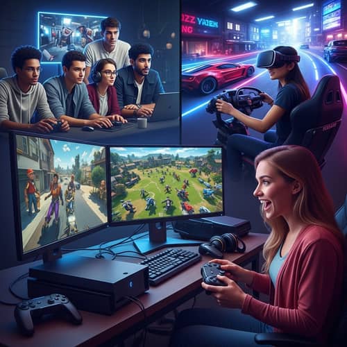 Diverse Gaming Scene with Immersive Characters