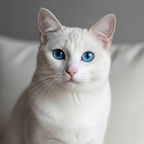 White Cat with Dark Blue Eyes | Beautiful Feline Pose