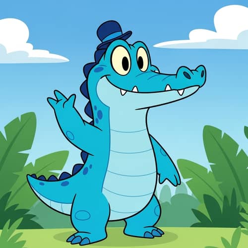 Animated Turquoise & Sky Blue Crocodile