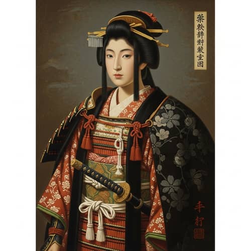 Female Samurai in Beautiful Kimono: 19th-century Japanese Art