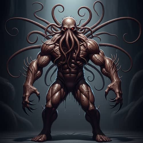 Ghoulish Tentacled Humanoid Monster - Chilling & Realistic Art