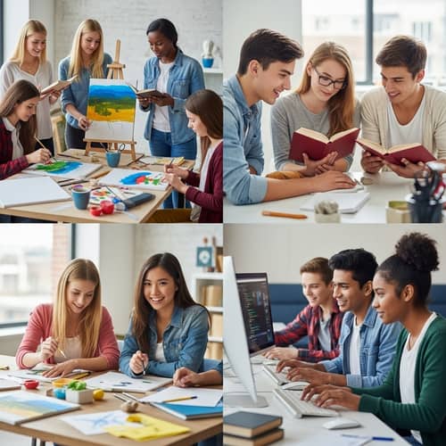 Diverse Teenagers Engaged in Arts, Coding & Reading | After-School Club