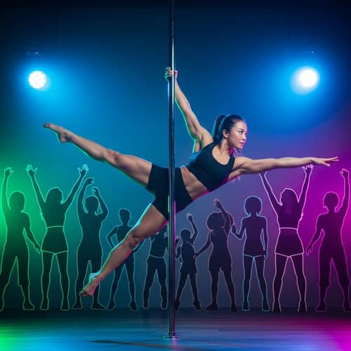 Asian Pole Dancer in Neon Lights | Exquisite Acrobatic Performance