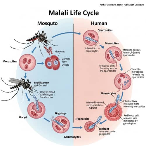 Malaria Life Cycle Illustration with Clear Labels