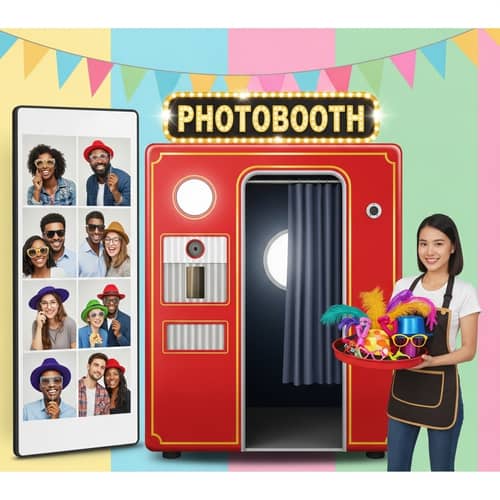 Vibrant Photobooth Advertisement: Classic PhotoBooth Fun