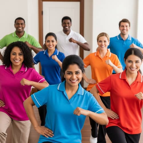Diverse Hotel Housekeepers Warm-up Session | Daily Routine Prep