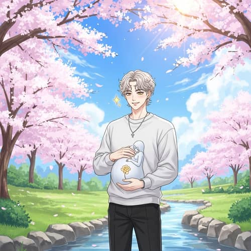 Park Jimin Pregnancy Sketch: Young Korean Man in Stylish Streetwear