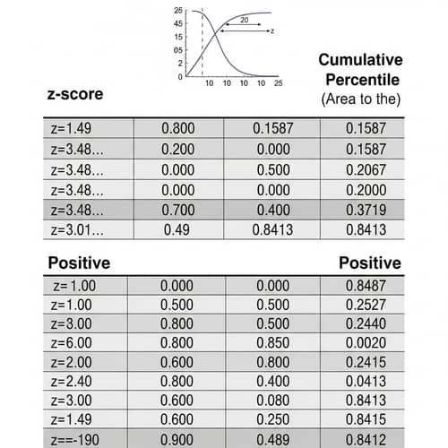 Standard Normal Table: Positive & Negative Z-Scores with Percentiles