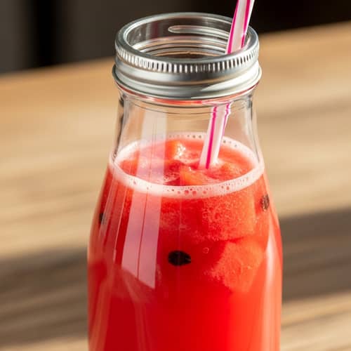 Vibrant Watermelon Juice in Glass Bottle | Refreshing Summer Drink
