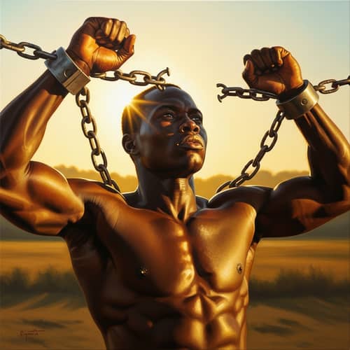 Liberation: Strong African Man Breaking Chains - Powerful Art