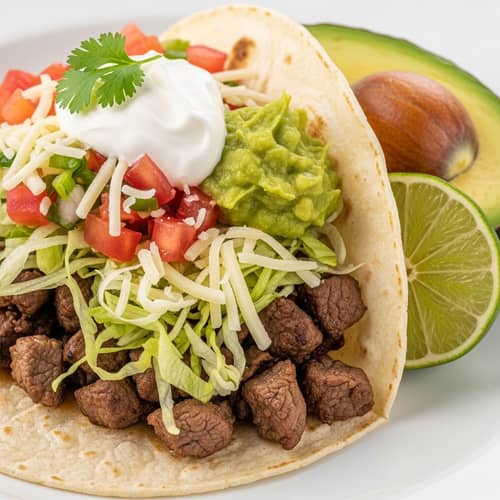 Traditional Mexican Taco with Colorful Fillings