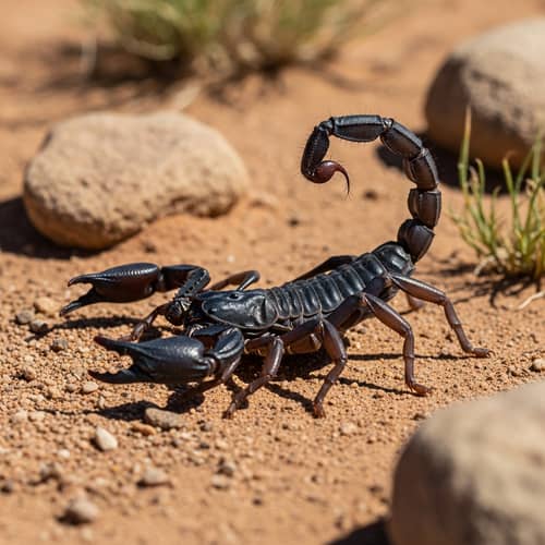 Detailed Scorpion in Desert Landscape - Arachnid Wilderness Encounter