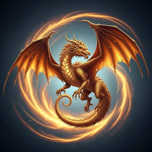 Golden Dragon Swirling Gracefully | Majestic Wings