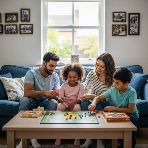 Diverse Family Bonding in Living Room: Ali Fam