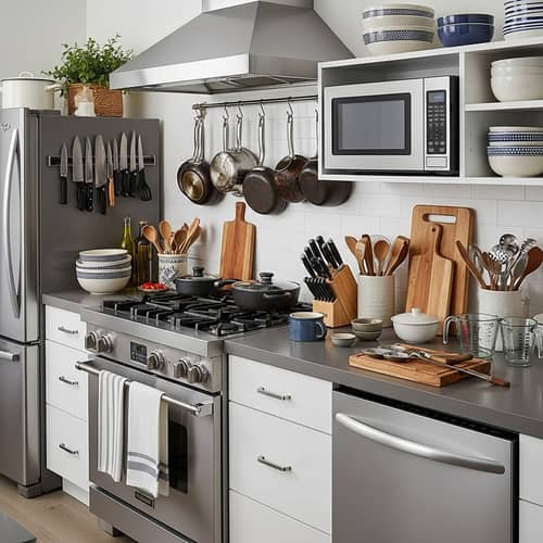 Organized Kitchen Tools and Cooking Utensils Display