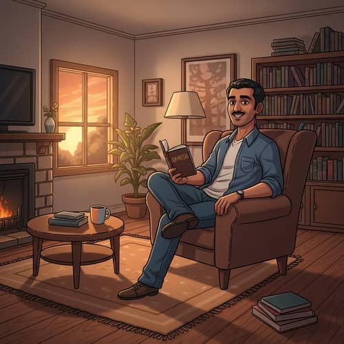 Meet Ramesh: Friendly South Asian Man in Cozy Living Room