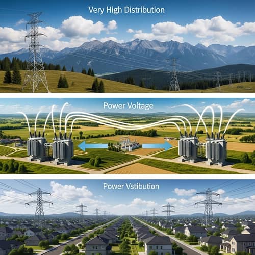 Electricity Distribution Process - High-Voltage to Low Voltage Transmission