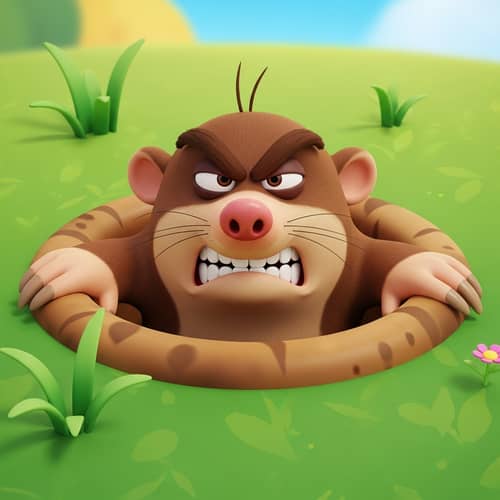 Funny Angry Mole Peeking Out | Mobile Game Style