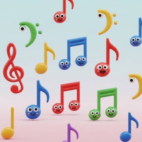 Childlike Musical Notes - 3D Image
