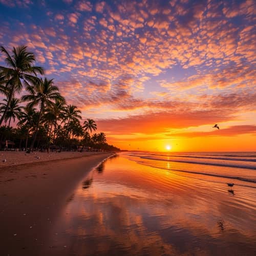 Breathtaking Sunset Over a Tranquil Beach