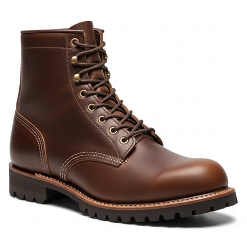 High-Quality Brown Leather Boots with Thick Rubber Soles