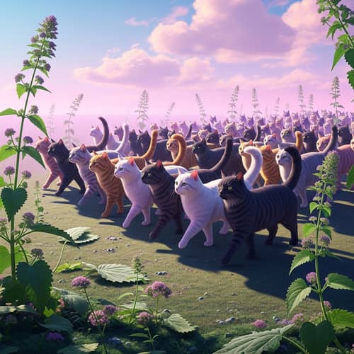 Surrealistic Army of Cats: A Fantastical Scene