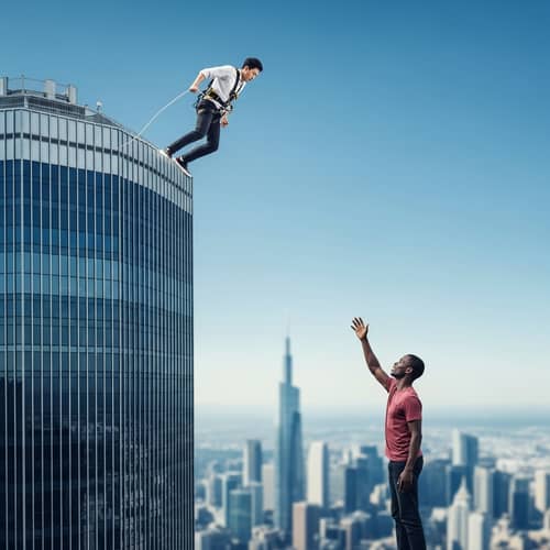 Dramatic Skyscraper Rescue: Asian Man Jumps 828 Meters for African Man