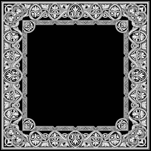 Medieval Style White Border on Black Background