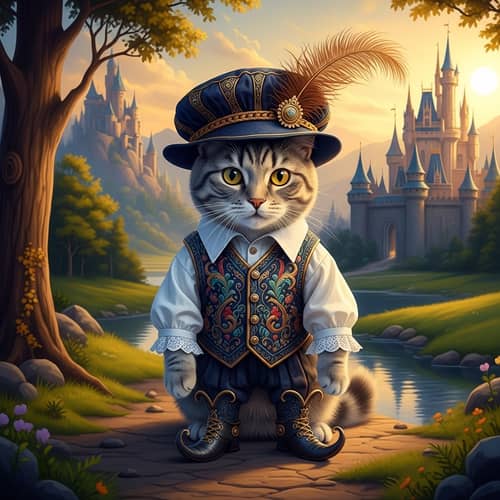 Fantasy Fairy-Tale Cat in Elaborate Attire