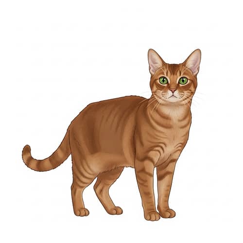 Graceful Domestic Short-Haired Cat Illustration