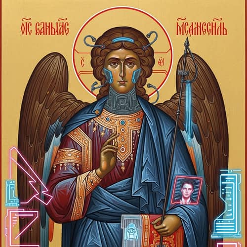 Cyberpunk Archangel Michael | Ancient Russian Icon Art