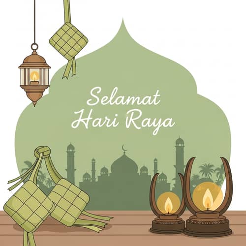 Warm and Simple Hari Raya Greeting Poster Design