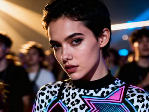 Y2K Leopard Print Headshot in Cinematic Style Y2K Leopard Print Headshot in Cinematic Style