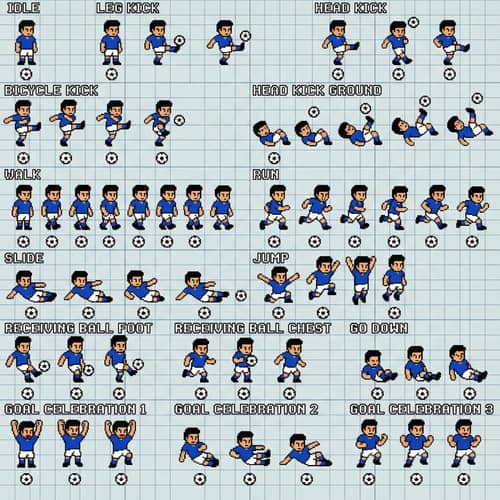 Pixel Art Sprite Sheets for Soccer Game Assets Pixel Art Sprite Sheets for Soccer Game Assets